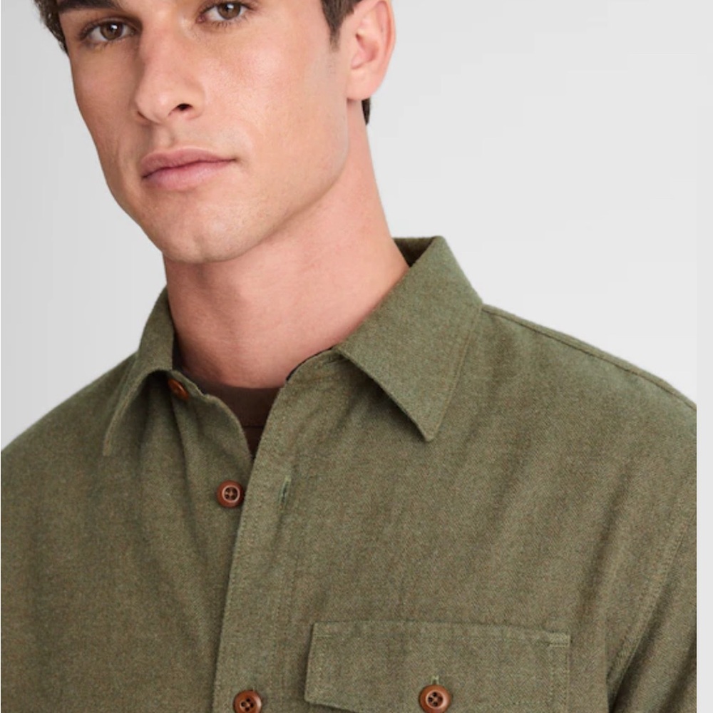 Madewell Work Shirt in Herringbone Dark Olive Herringbone Size Small NEW w/ Tag - Picture 5 of 8